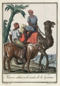 Moores贩卖口香糖（毛里塔尼亚或塞内冈比亚），来自&39;CostumesdeDifférentsPays&39;，1796 作者 雅克·格拉塞德·圣索维尔